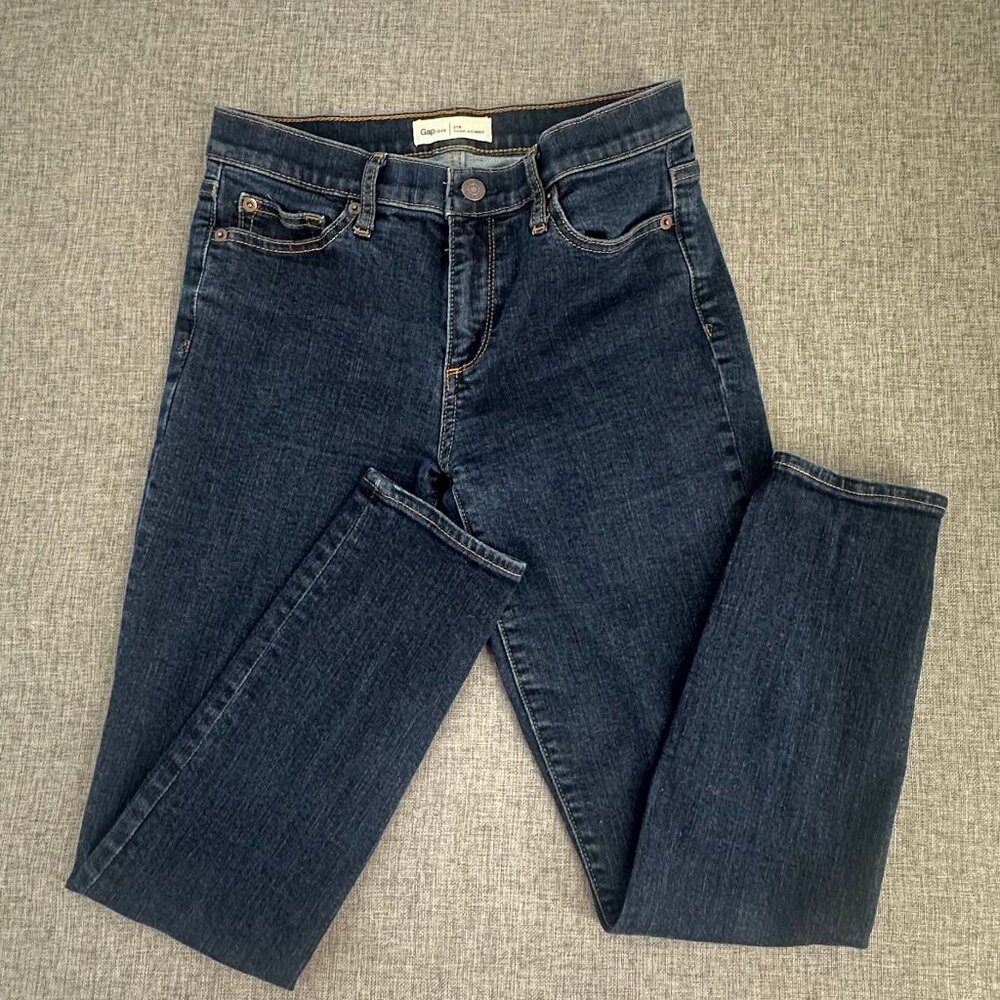Gap 1960 True Skinny Jeans 27 waist Regular Cotton Blend Low Rise Dark Blue